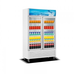 Selling Beverage Freezer Commercial Glass Door Refrigerator with Side LED